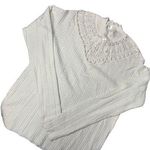 Leo & Ugo Paris Ivory Textured Knit Sweater Crochet Detail Mock Neck Pullover M Size M Photo 0