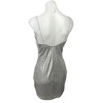 Olive Tree Silver Metallic Sequin Scoop Sleeveless Cami Mini Bodycon Dress Sz S Photo 1