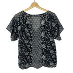 American Eagle  AEO Black & White Floral Chiffon Short Sleeve Blouse XS Photo 1