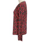 Michael Kors Lace Print Long Sleeve Twist Front Cutout Top Crimson Red Sz M‎ NEW Size M Photo 3