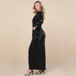 Lulus LULU’S Love Lasts Forever Black Sequin Long Sleeve Maxi Dress Photo 3