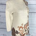 Talbots Light Wool Sweater Womens Petites Sp Paisley 3/4 Sleeves Photo 2