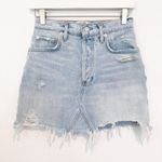 AGOLDE Denim Quinn High Rise Distressed Fray Hem Jean Mini Skirt Photo 2