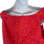 Ellen Tracy  Vibrant Pink Orange Swirl Floral Roses Midi Dress Pockets Size Large Photo 4