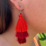 Handmade Red Tassel Earrings  Photo 0