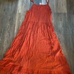 Free People  Dainty Lace Hem Cottage Boho Coral Chemise‎ Sleeveless Midi Dress LG Photo 1