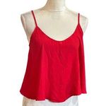 Ambiance Apparel Cropped Red Top Adjustable Spaghetti Strap Boho Chic Beach Sz M Photo 0