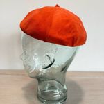 Vintage 50s Nita Hats Of Dallas Orange Velvet Feathered Perching Hat Cap Capulet Photo 2