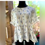 Paper Crane NWOT Baby Doll Ivory Floral Print Short Sleeve Blouse | Women’s Sz M Photo 8