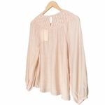Downeast NWT Pleated Yoke Long Sleeve Blouse Light Beige Blush Size Small NEW Photo 4