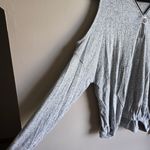 Venus Heather Gray Hooded Cold Shoulder Long Sleeve Hoodie Blouse Size L Photo 4