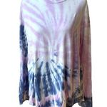 American Eagle Purple Blue Tie Dye Long Sleeve Curve Hem Tee Shirt Size M Photo 0
