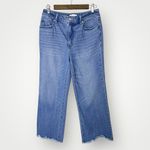 Loft  Wide‎ Leg Crop Jeans Size 6 28 Medium Wash Frayed Hem Photo 3