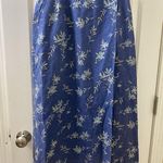 L.L.Bean Vintage 1980s  Linen Floral Wrap Skirt Blue Floral Pattern Size 6 Photo 0