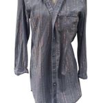 Victoria's Secret Victoria Secret Blue Iridescent Bed Shirt Long Size Medium M Striped Stripes Photo 7