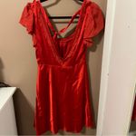 Free People  Violet Visions Elegant Red Satin Mini Dress Photo 2