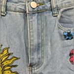 SheIn Destroyed Light Denim Sun & Tropical Flower Print High Rise Straight Leg Jeans Photo 8