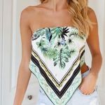SheIn Bandana Bandeau Tube Top Tropical Greenery Floral Photo 0