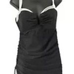 MiracleSuit 12 Black/White shaper Swimsuit Swim Tankini Top Dress Pinup Plunge Photo 1