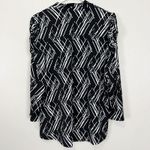 Ophelia Roe  Womens Geometric Print Mock Neck Puff Sleeve Blouse Shirt Top M Photo 5