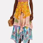 Farm Rio  Mixed Scarves Tiered Layered Printed Midi Dress Size M Photo 0