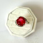 Red Cocktail Ring, Size 9 Photo 0