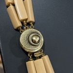 Mid Century Western Germany triple strand Carmel beaded gold tone clasp necklace Photo 1