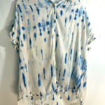 Gap S Women's Linen White with Blue Tie
Dye Short Sleeve Button Shirt A Photo 0