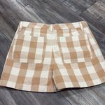 Madewell  Emmett Picnic Shorts Gingham Checkered White Tan Button Up Front US 25 Photo 5