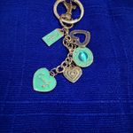 Gold and Teal Heart Keychain. Or purse charm, suitcase too. Photo 3