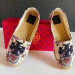 Tory Burch ELISA LOGO FLAT ESPADRILLES Happy Times Perfect Navy Embroidered 10 Photo 1