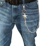 Pentagram Star Cross Pants Chain for Men Women,Jeans Chain,Keys Chain,Biker Wallet Chain,Streetwear Punk Hip Hop Unisex Style Silver Photo 0