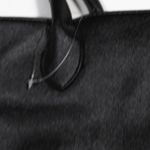 Corporate Goth Black Faux Leather Handbag Shoulder Bag Sueded Tassel Detailing Photo 9