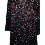 J Jill Black Floral Long Sleeve Mini Dress Womens XS Shift Stretch Casual Fall Photo 0