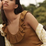 Madewell Wakeford Ruffle Sweater Tank Bronzed Lichen Size Small EUC Photo 0