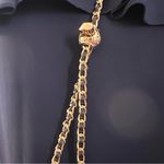 Adjustable Purse Chain Metal and Leather Strap Black Photo 2