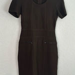 Kenneth Cole New York Chocolate Brown Bodycon Dress Knee Zipper Pockets Fall Photo 0