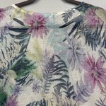 J. Jill purple green floral linen blend open knit breathable top size small Photo 13