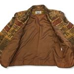 Vintage Giancarlo Ferrari Elephant Print Tapestry Zip Up Blazer Jacket Gold Size 8 Photo 3