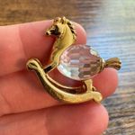 Swavorski VTG Lencia Austria Star Collection Swarovski Crystal Gold Plated Rocking Horse Photo 1