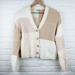 Rails Reese V-Neck Cardigan Cream Patchwork Button-down V-neck Sweater Size XS Photo 0
