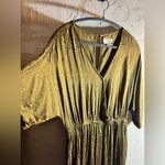 Anthropologie Jumpsuit Maeve Olive green, wide leg, embossed fabric, flowy-love Photo 3