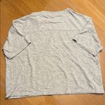 Aerie Gray Cropped T-Shirt with Yellow 'Up All Night' Print Size Small Photo 3