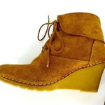 Bettye Muller  Lace Up Suede Wedge Bootie Tan Size 37 Photo 6
