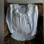 Pretty white European blouse size large Photo 0