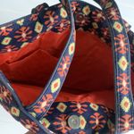 Vera Bradley Womens Tote Bag Navy Orange Geometric Quilted Snap Dual Handle Photo 5