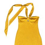 Saylor Women’s Jynx Fringe Halter Neck Mango Yellow Knit Midi Dress Sz S Photo 2