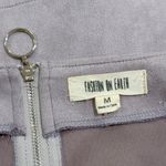 Fashion On Earth  Women's Light Purple Pockets Slit Faux Suede Mini Skirt Size M Photo 3