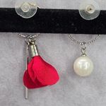 None Red Bar Rose Floral Circle Drop Dangle Hook Fashion Jewelry Earrings NWT JB2-90 Photo 3