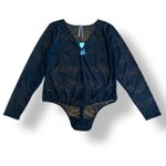 Anthropologie By  NWT Black Deep V-Neck Lace Bodysuit‎ Size 1X Boho, Indie Photo 4